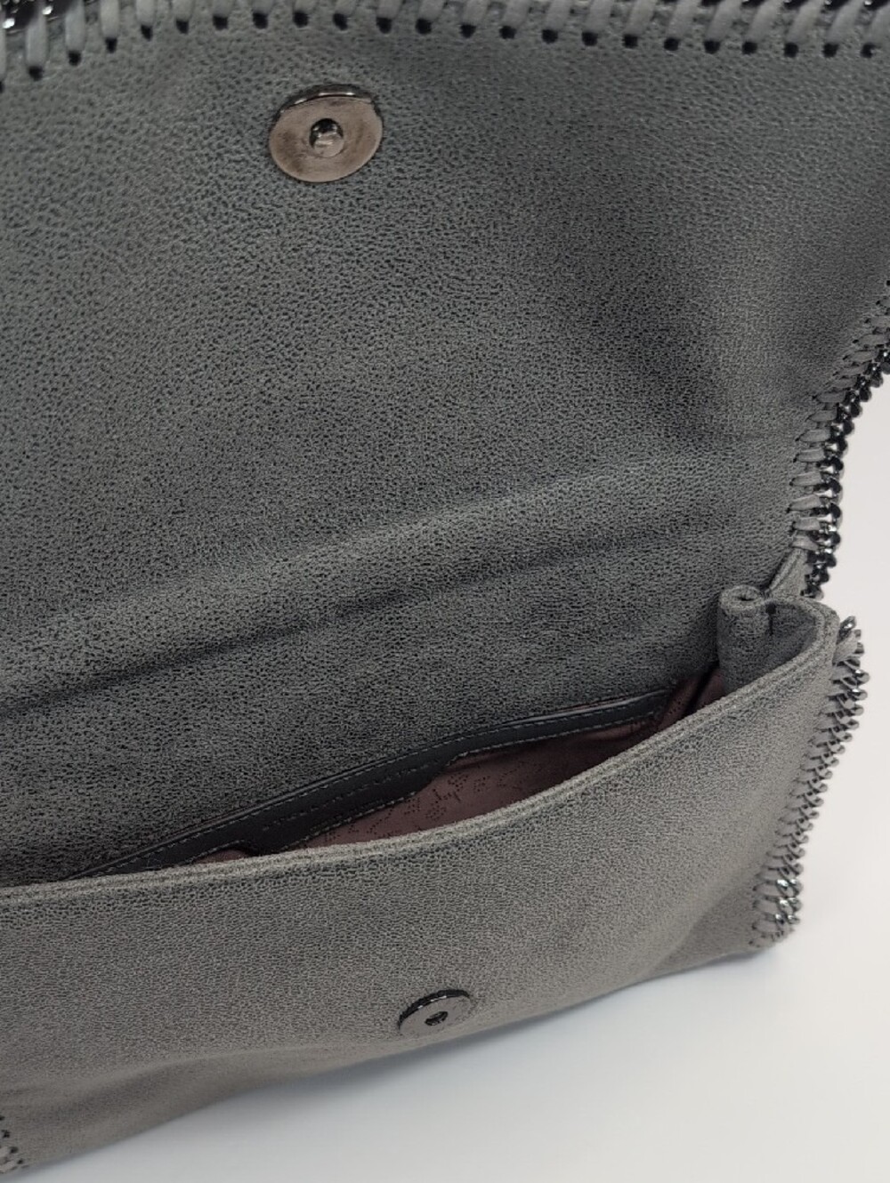 Stella McCartney Grey Faux Leather Falabella Flap Shoulder Bag - Picture 7 of 11